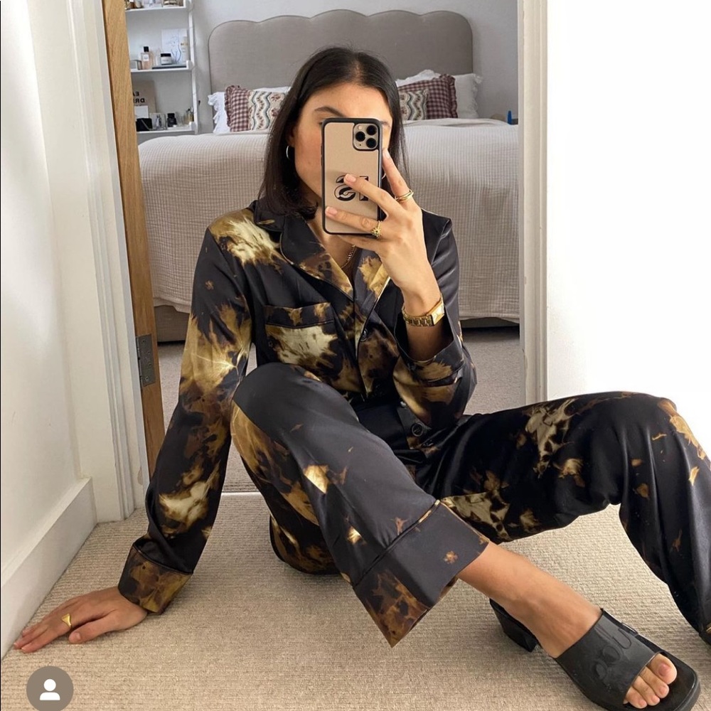 Printed Satin Fire Trousers by Alexa Chung